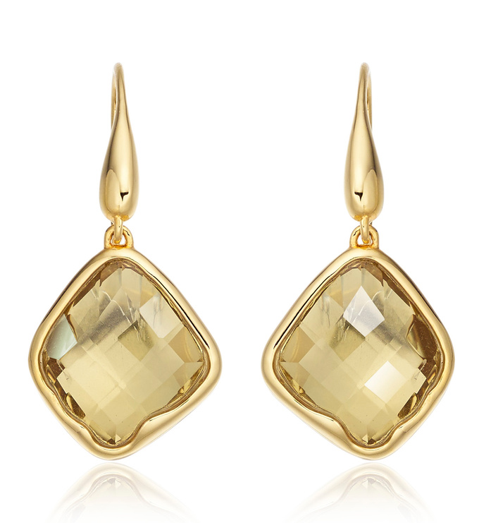 Gold Vermeil Riva Wire Earrings - Lemon Quartz - Monica Vinader