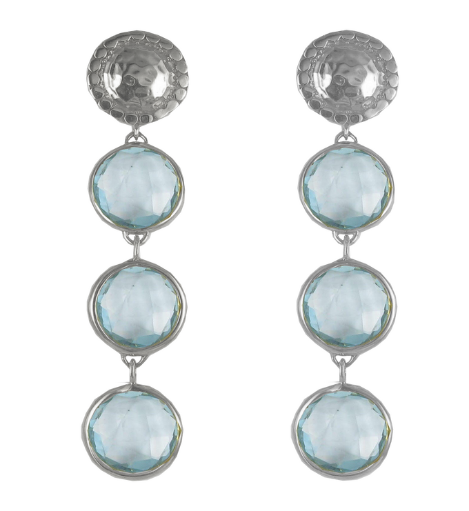 Sterling Silver Mini Luna Drops - Swiss Blue Quartz - Monica Vinader