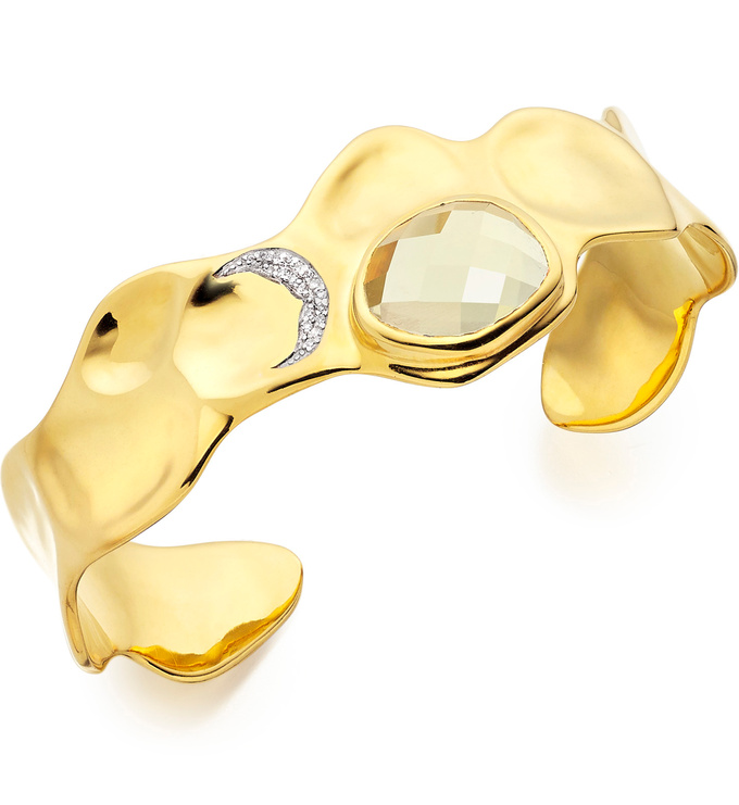 Gold Vermeil Riva Cuff - Lemon Quartz - Monica Vinader