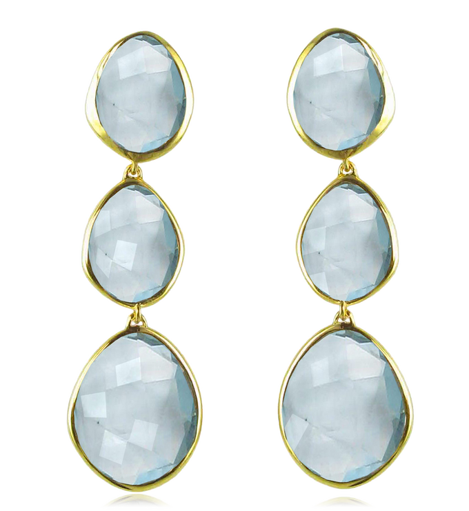 Gold Vermeil Nugget Cocktail Earrings - Swiss Blue Quartz - Monica Vinader