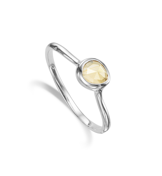 Sterling Silver Siren Small Stacking Ring - Citrine