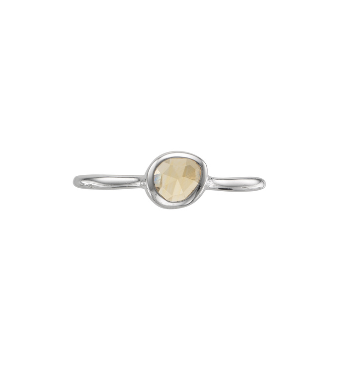 Sterling Silver Siren Small Stacking Ring - Citrine Front