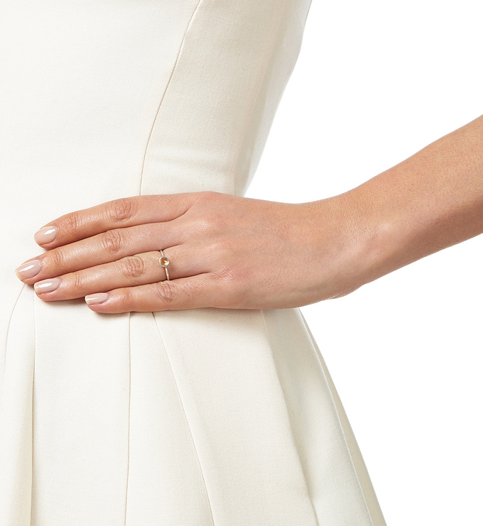 Sterling Silver Siren Small Stacking Ring - Citrine