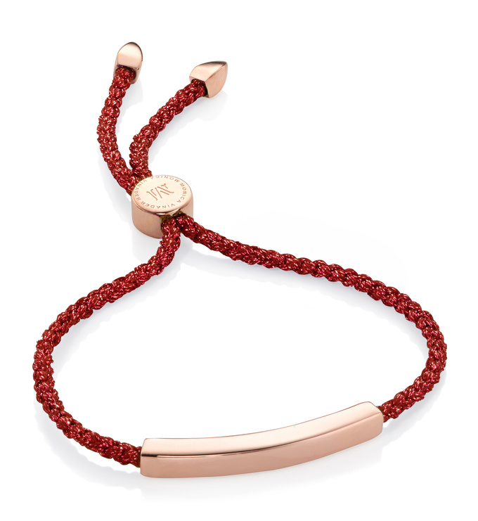 Rose Gold Vermeil Linear Friendship Bracelet - Red Metallica - Monica Vinader