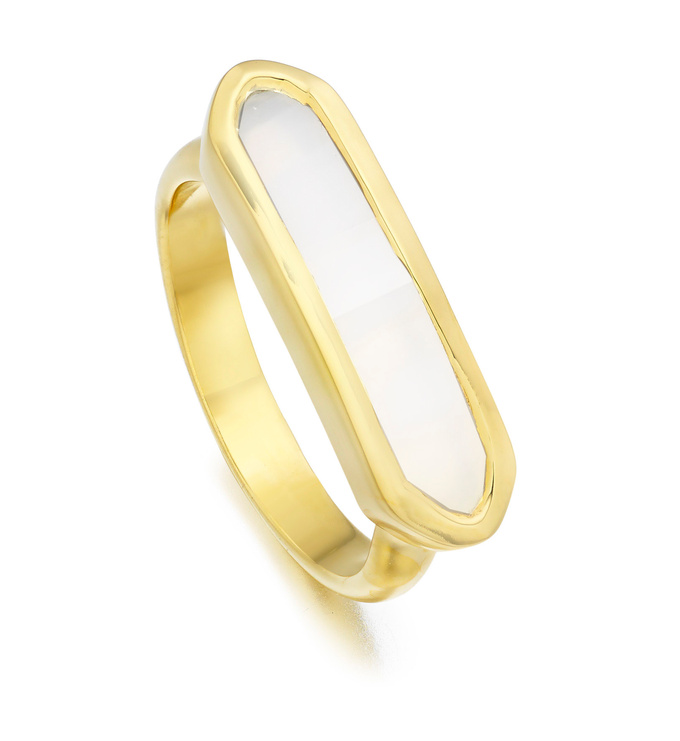 Gold Vermeil Baja Ring - White Agate - Monica Vinader
