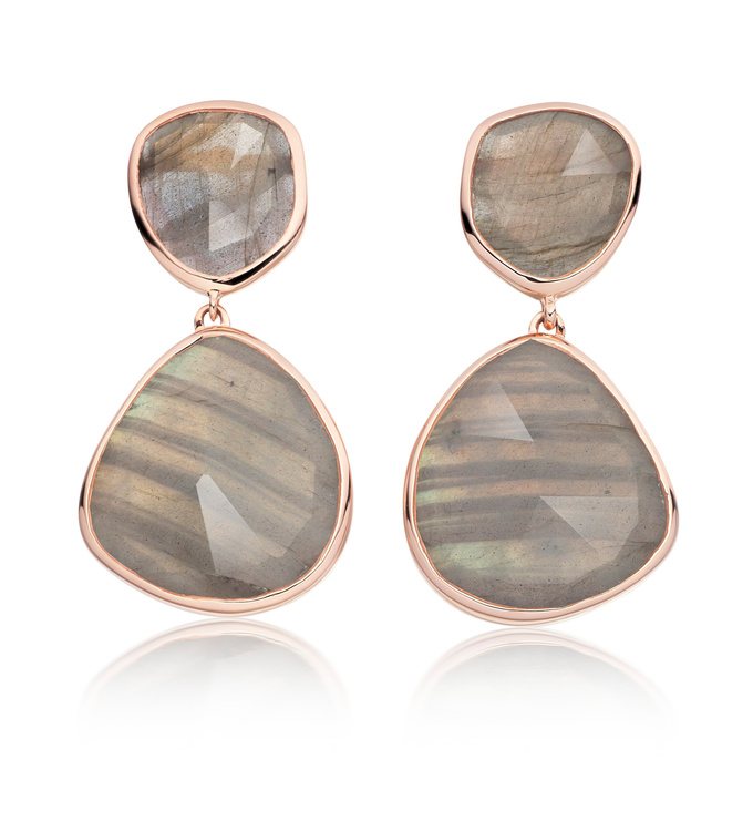 Rose Gold Vermeil Siren Cocktail Earrings - Labradorite - Monica Vinader