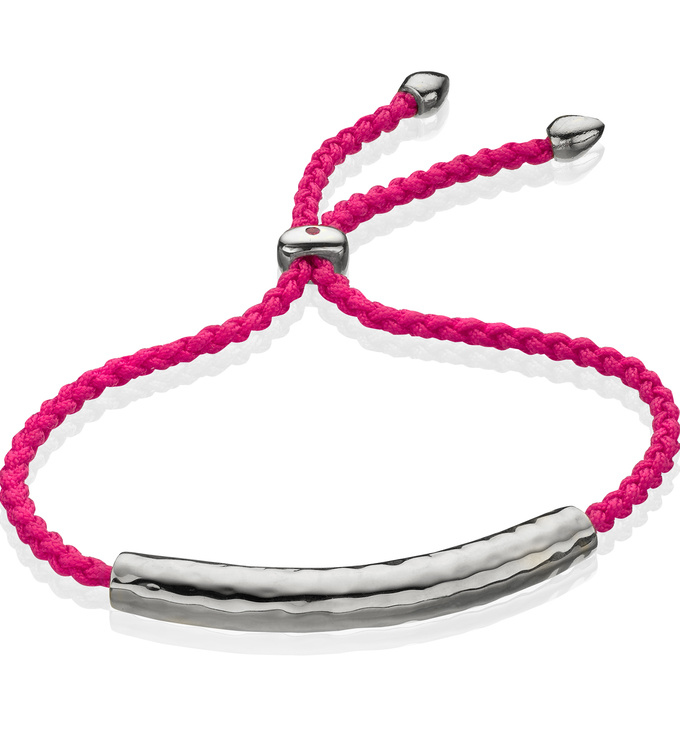 Silver Esencia Friendship Bracelet Cerise Pink