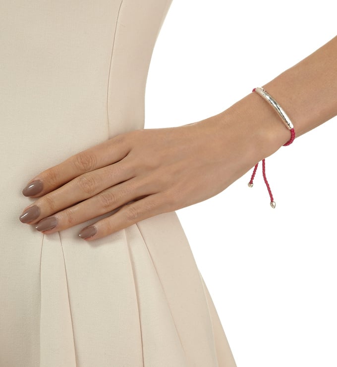 Silver Esencia Friendship Bracelet Cerise Pink