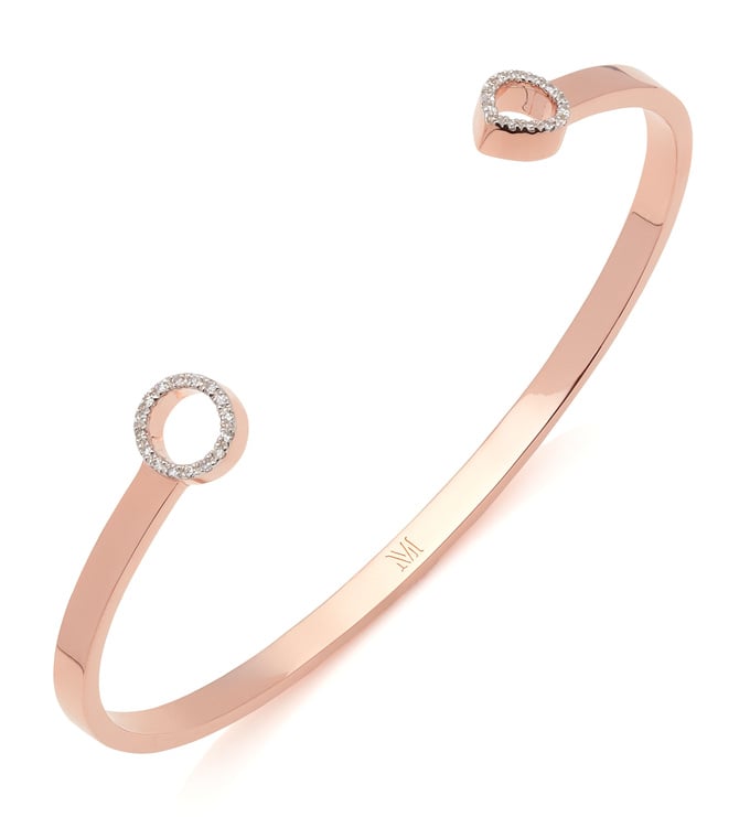 Rose Gold Vermeil Naida Thin Open Cuff - Diamonds