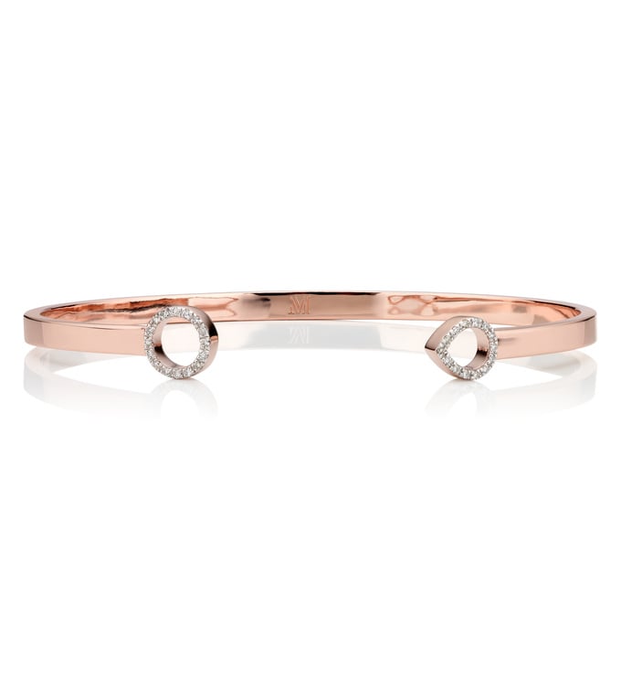 Rose Gold Vermeil Naida Thin Open Cuff - Diamonds