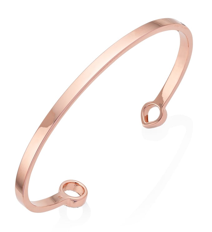 Rose Gold Vermeil Naida Thin Open Cuff - Diamonds
