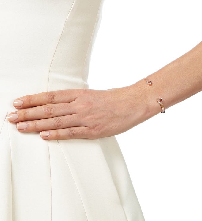 Rose Gold Vermeil Naida Thin Open Cuff - Diamonds