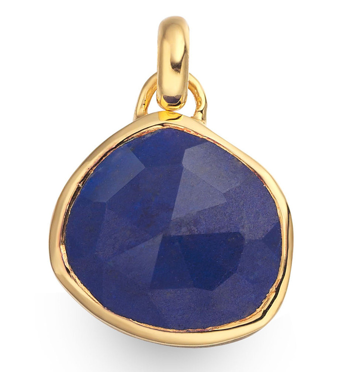 Gold Vermeil Siren Bezel Pendant Charm - Lapis - Monica Vinader