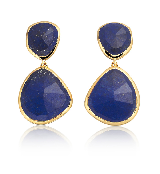 Gold Vermeil Siren Cocktail Earrings - Lapis - Monica Vinader
