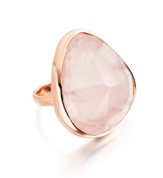 Rose Gold Vermeil Siren Cocktail Ring - Rose Quartz - Monica Vinader
