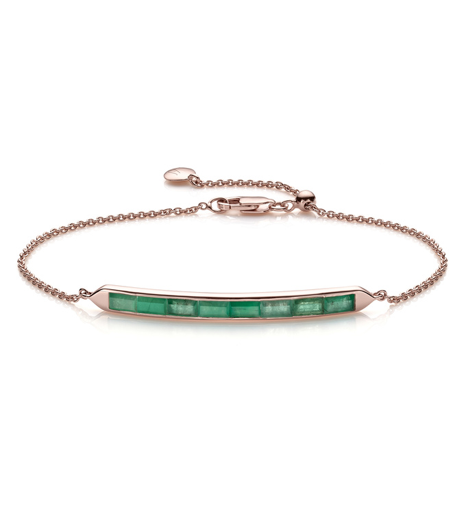 Rose Gold Vermeil Baja Precious Skinny Bracelet - Emerald