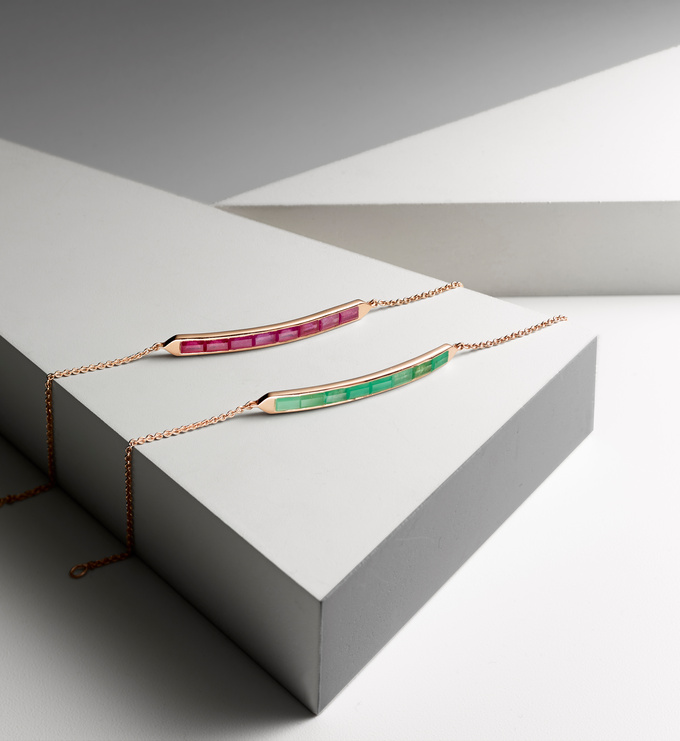 Rose Gold Vermeil Baja Precious Skinny Bracelet - Emerald Still Life