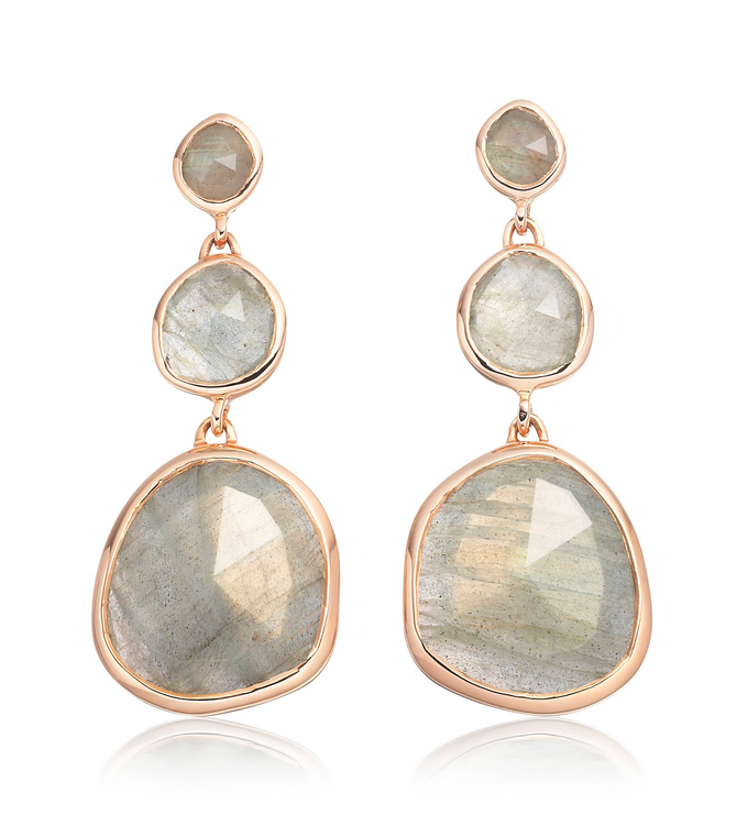 Rose Gold Vermeil Siren Small Cocktail Earrings - Labradorite - Monica Vinader