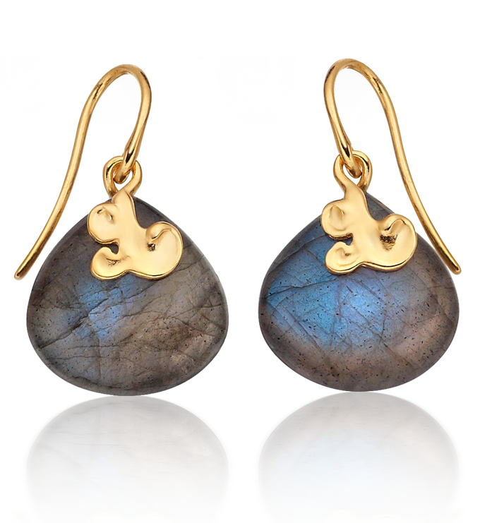 Gold Vermeil Lace Teardrop Earrings - Labradorite - Monica Vinader