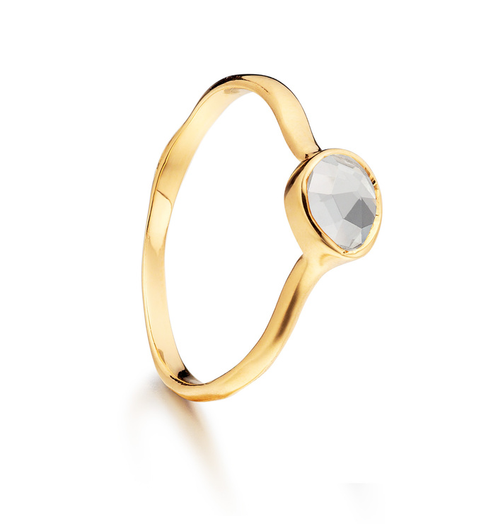 Gold Vermeil Siren Small Stacking Ring - White Topaz - Monica Vinader