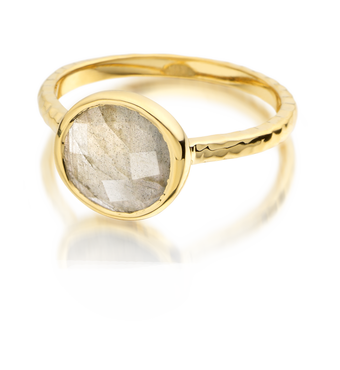 Gold Vermeil Mini Luna Ring - Labradorite - Monica Vinader