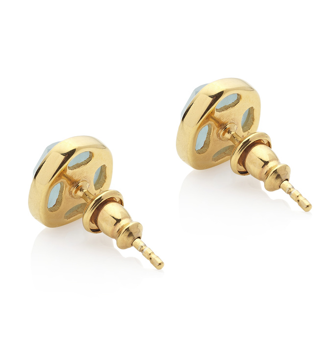 Gold Vermeil Siren Stud Earrings - Aquamarine