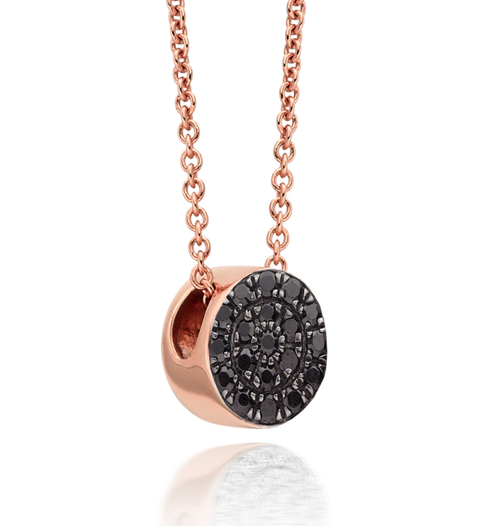 Rose Gold Vermeil Pave Chain Necklace - Black Spinel - Monica Vinader