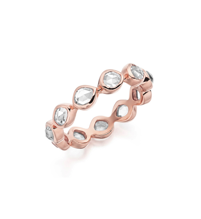 Rose Gold Vermeil Siren Eternity Ring Small - Rock Crystal