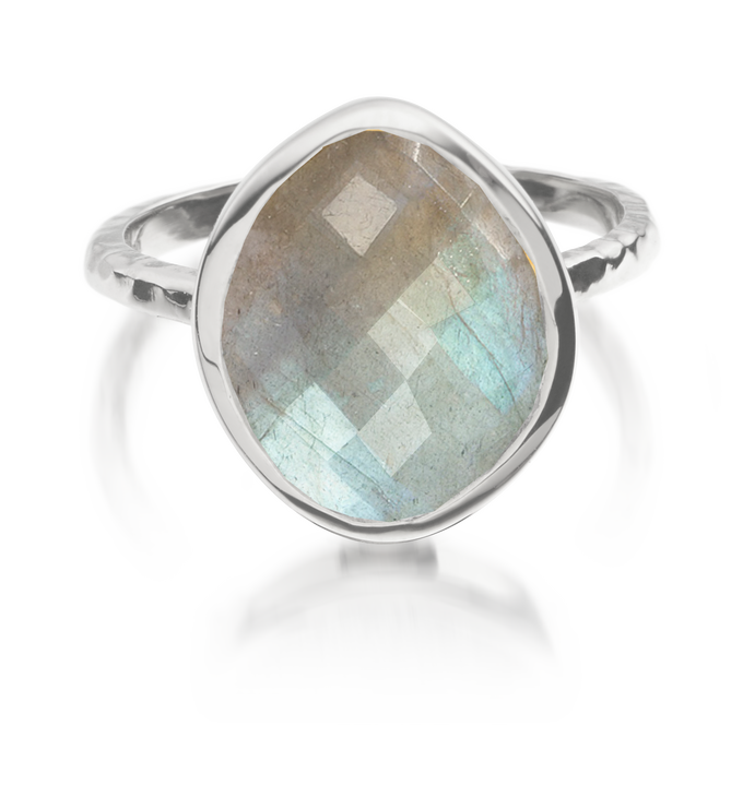 Sterling Silver Nugget Ring - Small - Labradorite - Monica Vinader