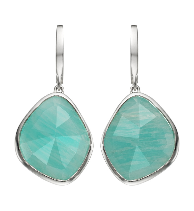 Sterling Silver Siren Large Nugget Earrings - Amazonite - Monica Vinader