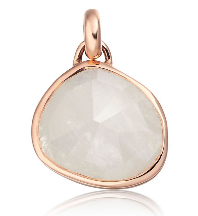 Rose Gold Vermeil Siren Bezel Pendant Charm - Moonstone - Monica Vinader