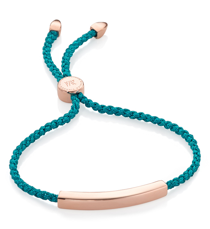 Rose Gold Vermeil Linear Friendship Bracelet - Turquoise Metallica - Monica Vinader