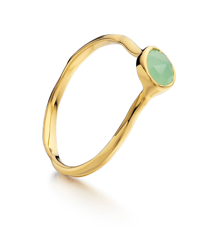 Gold Vermeil Siren Small Stacking Ring - Chrysoprase - Monica Vinader