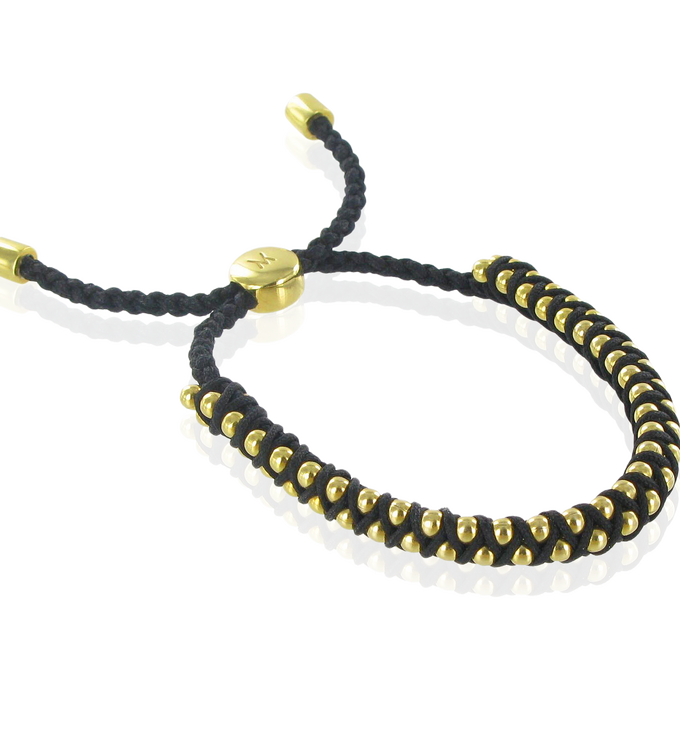 Gold Vermeil Rio Friendship Bracelet - Black - Energy - Monica Vinader