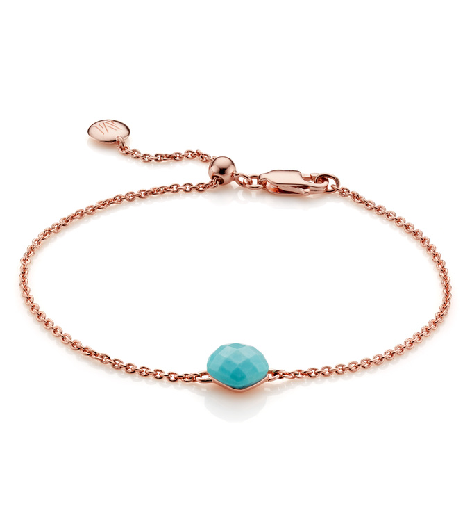 Rose Gold Vermeil Nura Mini Nugget Bracelet - LIMITED EDITION - Turquoise - Monica Vinader