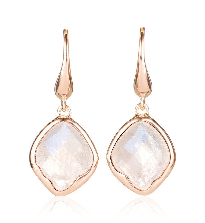 Rose Gold Vermeil Riva Wire Earrings - Moonstone - Monica Vinader
