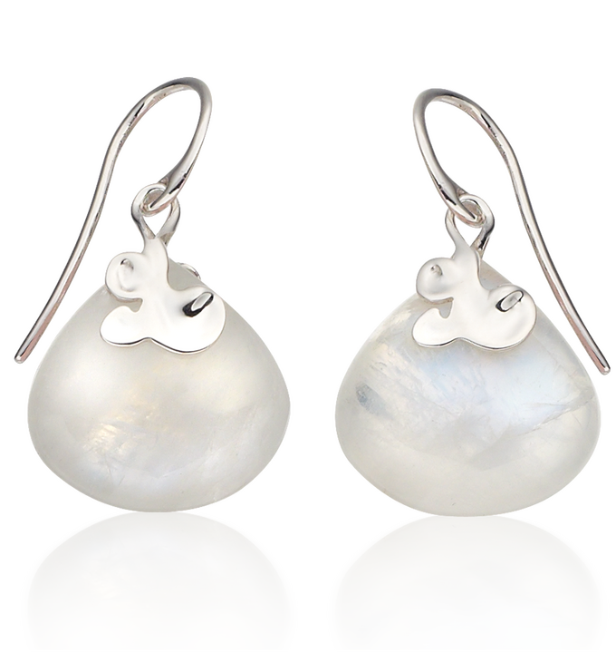 Sterling Silver Lace Teardrop Earrings - Moonstone - Monica Vinader