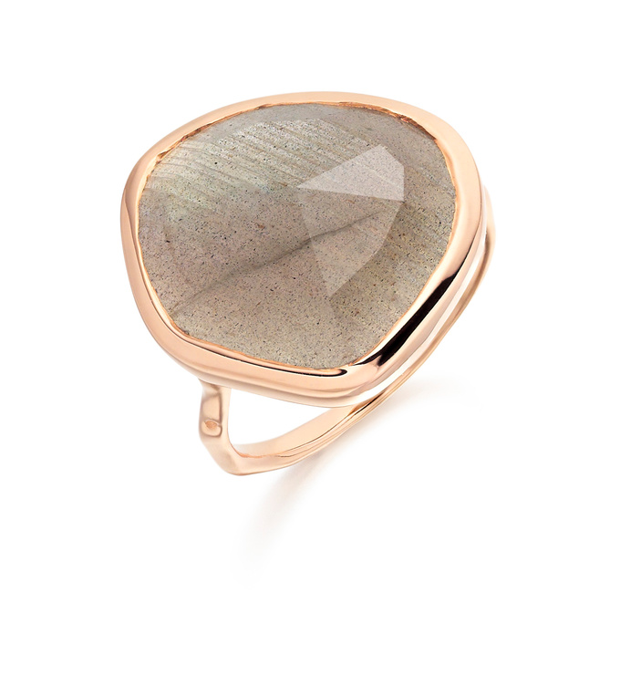 Rose Gold Vermeil Siren Ring - Labradorite - Monica Vinader