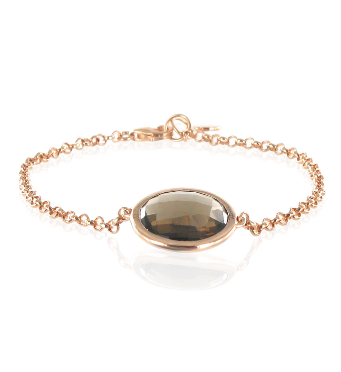 Rose Gold Vermeil Luna Bracelet - Smoky Quartz - Monica Vinader