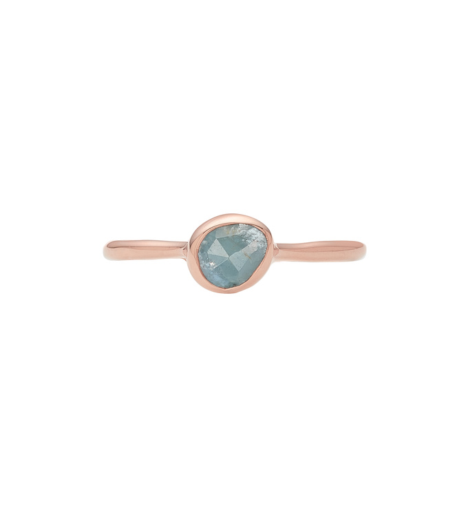 Rose Gold Vermeil Siren Small Stacking Ring - Aquamarine