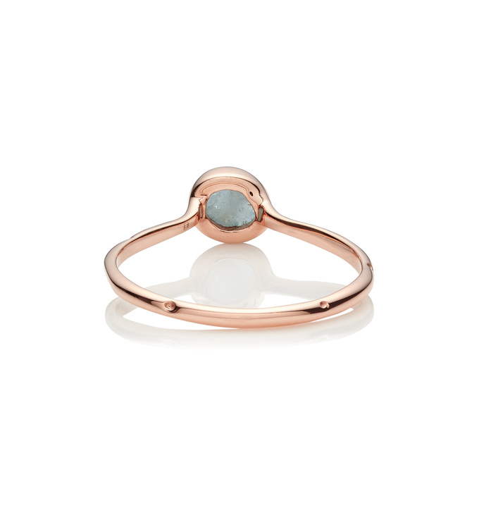 Rose Gold Vermeil Siren Small Stacking Ring - Aquamarine