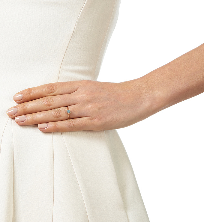 Rose Gold Vermeil Siren Small Stacking Ring - Aquamarine