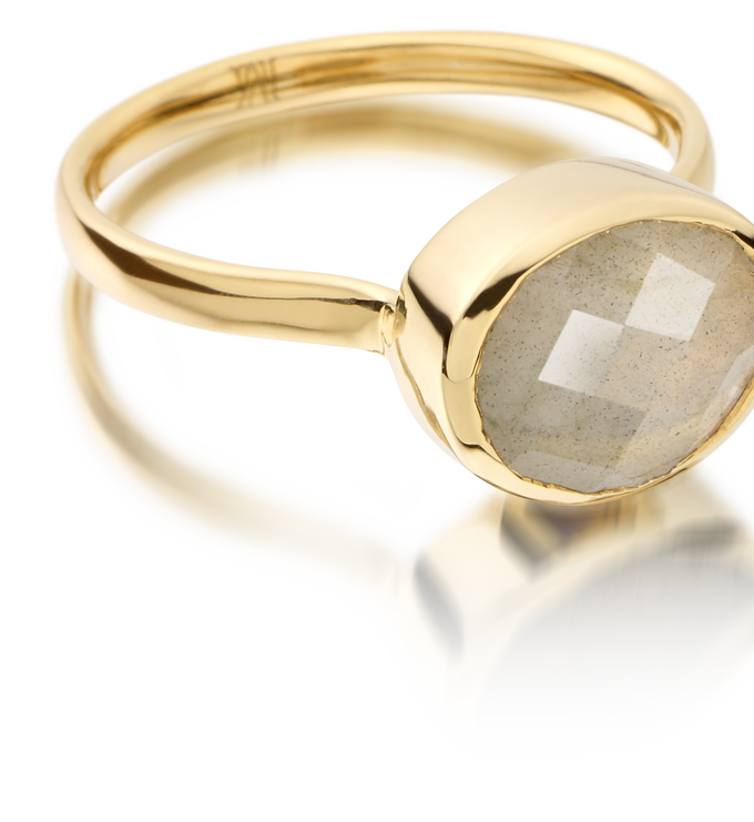 Gold Vermeil Candy Oval Ring - Labradorite - Monica Vinader