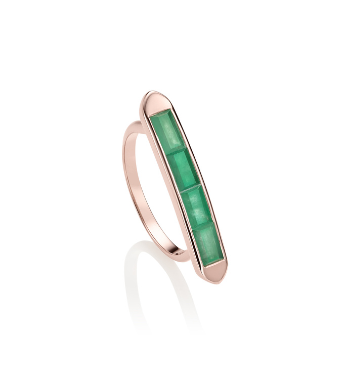 Rose Gold Vermeil Baja Precious Skinny Ring - Emerald