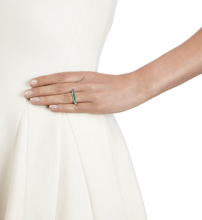 Rose Gold Vermeil Baja Precious Skinny Ring - Emerald Model