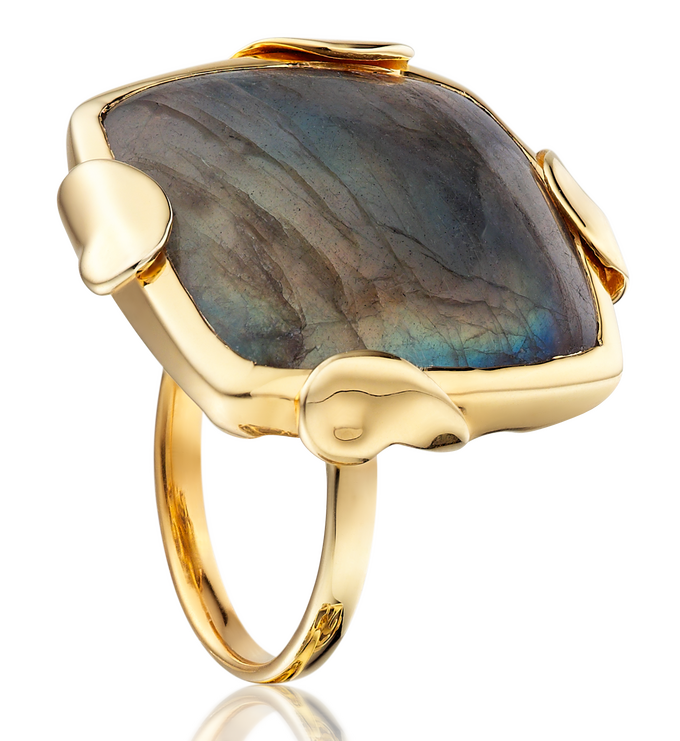Gold Vermeil Lace Square ring - Monica Vinader
