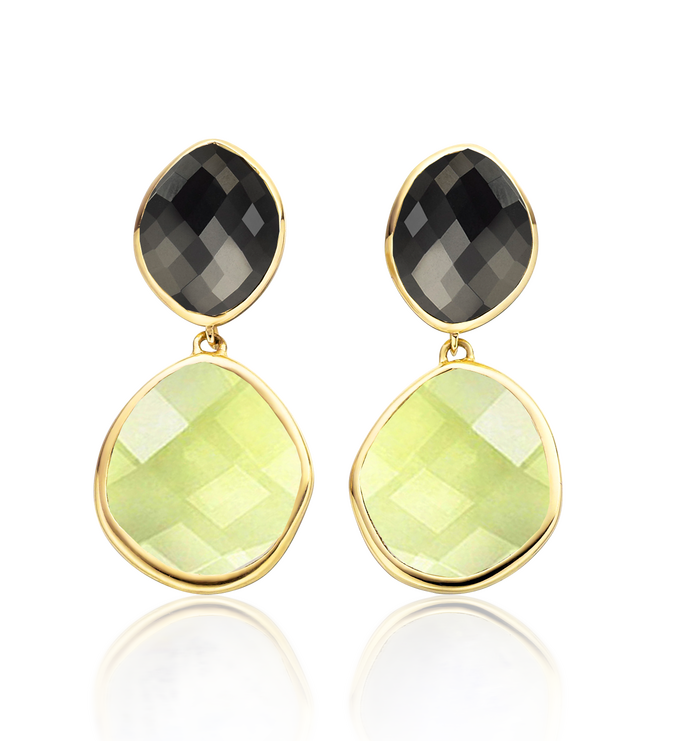 Gold Vermeil Medium Nugget Drop Earrings - Black Onyx - Monica Vinader