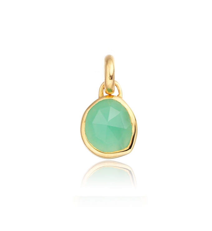 Gold Vermeil Siren Mini Bezel Pendant Charm - Chrysoprase - Monica Vinader