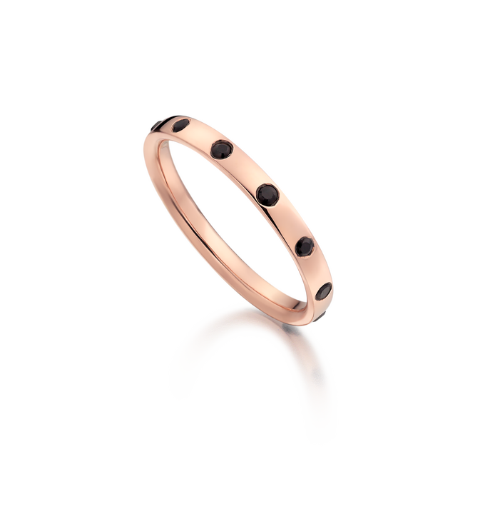Rose Gold Vermeil Gem Ring - Black Spinel - Monica Vinader
