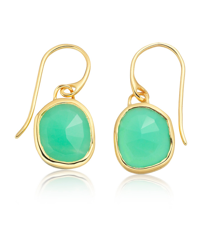 Gold Vermeil Siren Wire Earrings - Chrysoprase - Monica Vinader